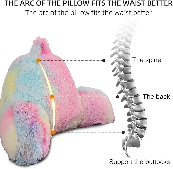 Aimuan Reading Pillow Bed Rest Wedge Large Adult Backrest Pillow with Arms Back Support for Sitting Up in Bed Cushion Incline Rest Sleeping Snoring Pillow, Light-Pink, Large - LeafyLoom