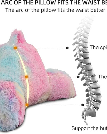 Aimuan Reading Pillow Bed Rest Pillow with Arms Rabbit Fur Cushion for Adults Teens Incline Rest Sitting up & Sleeping Snoring Pillow with Pregnancy Lumbar Back Support (Standard, Light-pink) - LeafyLoom