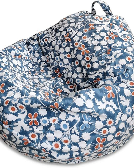 YuppieLife Stuffed Animal Storage Bean Bag Chairs Canvas Cover for Kids(Just Cover，No filling）/Machine Washable Toddler Sofa Cover for Room Decor/Durable Eco-print furniture(38'',Insect Paradise) - LeafyLoom