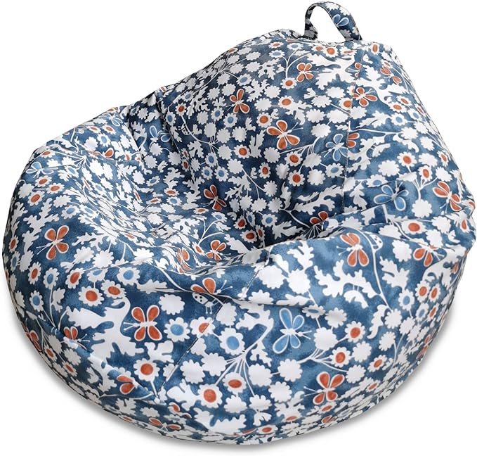 YuppieLife Stuffed Animal Storage Bean Bag Chairs Canvas Cover for Kids(Just Cover，No filling）/Machine Washable Toddler Sofa Cover for Room Decor/Durable Eco-print furniture(38'',Insect Paradise) - LeafyLoom