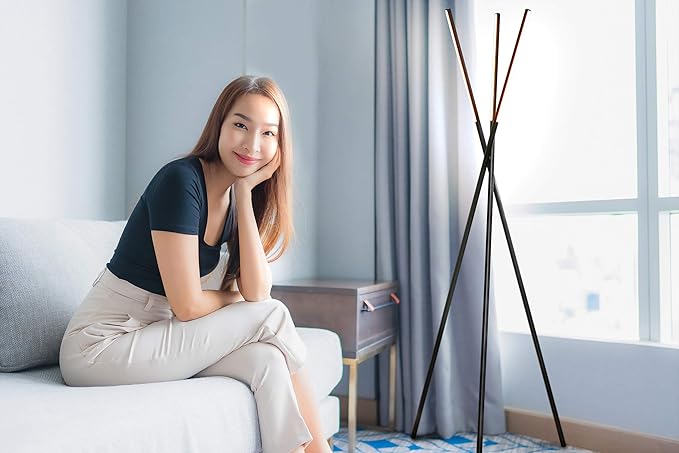 Brightech Stix Floor Lamp, Tall Tree Lamp for Offices, LED Tripod Lamp for Living Rooms, Great Living Room Décor, Dimmable Standing Lamp with 3 Lights for Bedroom Reading - Black - LeafyLoom