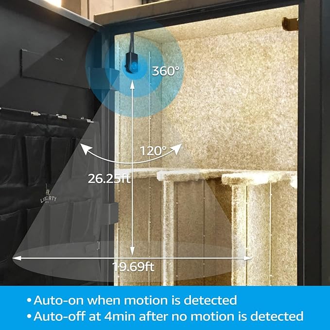 TORCHSTAR LED Safe Lighting Kit, (6) 12 Inch Linkable Light Bars + Motion Sensor + UL Power Adapter, 900LM, Input 100-240V, for Under Cabinet Gun Safe Locker Closet Showcase, 3000K Warm White TORCHSTAR
