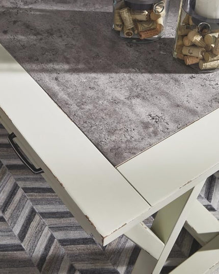 Signature Design by Ashley Jonileene Farmhouse Home Office Desk with Drawers, White & Gray - LeafyLoom