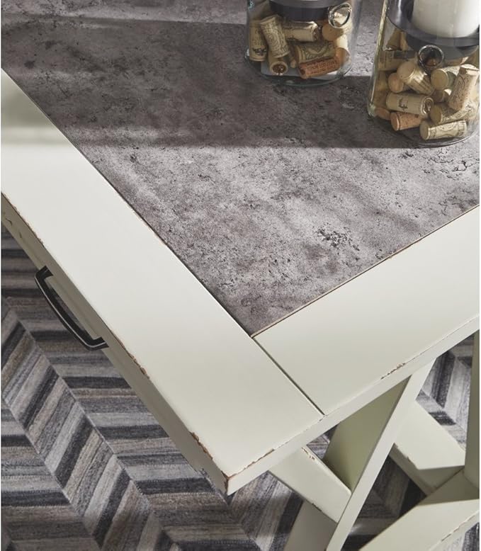 Signature Design by Ashley Jonileene Farmhouse Home Office Desk with Drawers, White & Gray - LeafyLoom