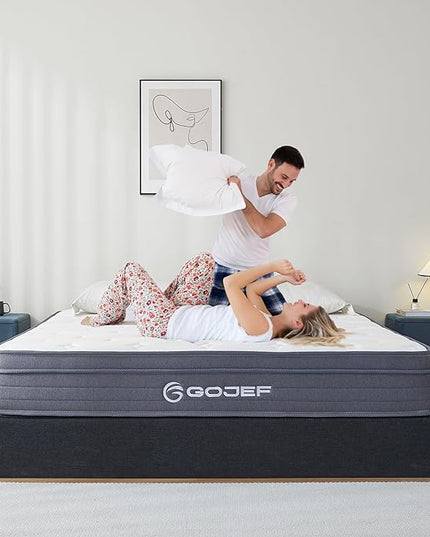 King Size Mattress, 10 Inch Memory Foam Mattress, Hybrid Mattress in a Box with Independent Spring, Soft and Comfortable Medium Firm Mattress, Pressure Relief, CertiPUR-US Certified - LeafyLoom