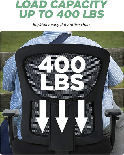 BestOffice Big and Tall Office Chair 500lbs Desk Chair Mesh Computer Chair with Lumbar Support Wide Seat High Back Task Executive Ergonomic Chair for Home Office (Black) - LeafyLoom