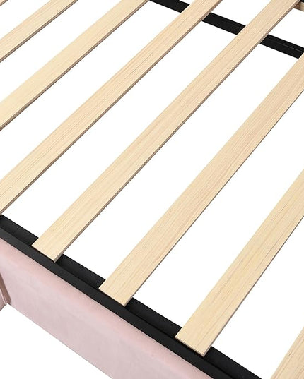 Bellemave Twin Size Upholstered Daybed with Pop up Trundle,Velvet Twin Daybed Frame,Twin to King Daybed,Day bed with Trundle Bed Twin,Tufted Sofa Bed Daybed,Bedroom,Living Room,Guest Room(Pink) - LeafyLoom
