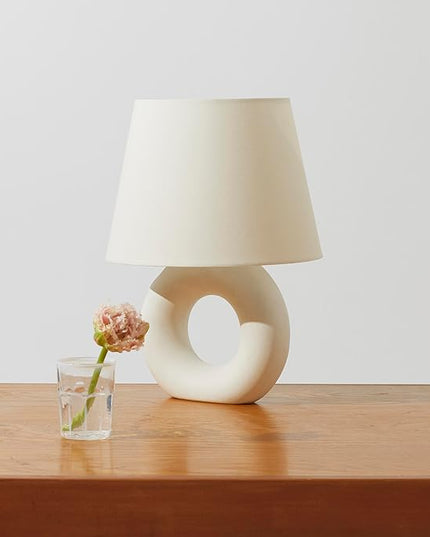 Brightech Chloe LED Table Lamp - Unique Modern Ceramic Lamp for Bedroom, Bedside, Desk - Cozy Night Light with Soft White Light for Living Room, Home Office - LeafyLoom