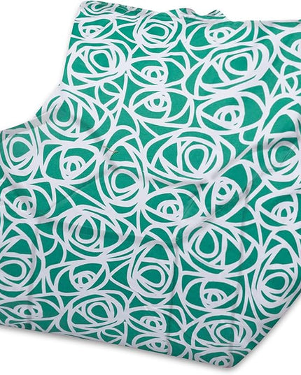Posh Creations Structured Comfy Bean Bag Chair for Gaming, Reading, and Watching TV, Newport Chair, Canvas - Roses Mint - LeafyLoom