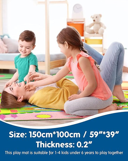 Enchanting Children's Pink Castle Rug with Cartoon Park-Flower,Shoes,Clothes,House Design-Perfect for Imaginative Play-Cozy Princess Rug-Ideal for Playrooms and Bedrooms-Safe & Fun kids rug non skid - LeafyLoom