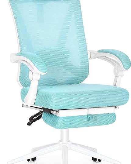 Misolant Ergonomic Office Chair with Footrest, Ergonomic Desk Chair with Adjustable 2D Lumbar Support, High Back Office Chair with Adjustable Headrest, Comfortable Executive Office Chair -Blue - LeafyLoom