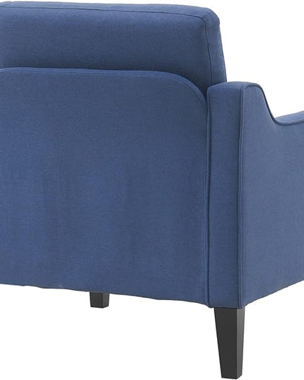 VINGLI Mid century Modern Accent Chair,Navy Blue Fabric Accent Chairs for Living Room Upholstered Armchair with Scooped Arms for Bedroom,Apartment,Studio,Office,Waiting Room - LeafyLoom