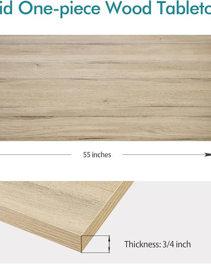 Kaboon Universal Tabletop 55"x23.62" Solid One-Piece Melamine Table Top, Double Desk L-Desk DIY, Home and Office Countertop, Oak - LeafyLoom
