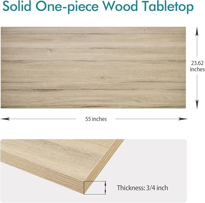 Kaboon Universal Tabletop 55"x23.62" Solid One-Piece Melamine Table Top, Double Desk L-Desk DIY, Home and Office Countertop, Oak - LeafyLoom