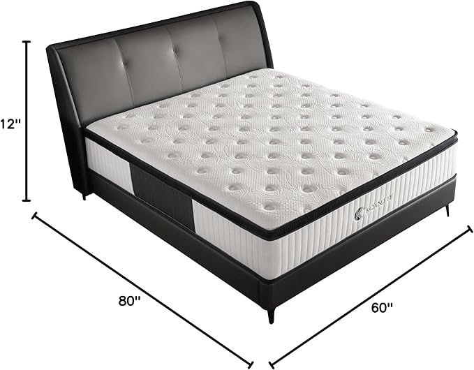 Queen Mattress,12 Inch Queen Size Mattresses Memory Foam Hybrid White Mattress in a Box,with Provide Support and Improve Sleep Mattresses,Medium Firm,CertiPUR-US. - LeafyLoom
