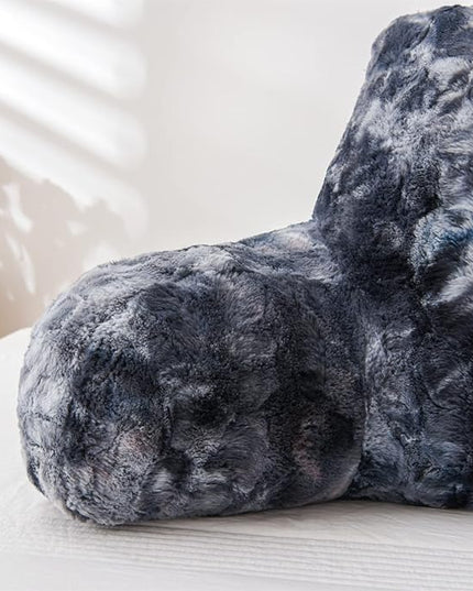 A Nice Night Faux Fur Reading Pillow Bed Wedge Large Adult Children Backrest with Arms Back Support for Sitting Up in Bed/Couch for Bedrest,Tie Dyed Gray - LeafyLoom