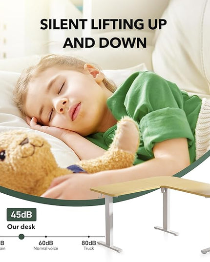 FEZIBO Standing Desk, Electric Stand up Height Adjustable Home Office Table, Sit Stand Desk, Nature Top - LeafyLoom