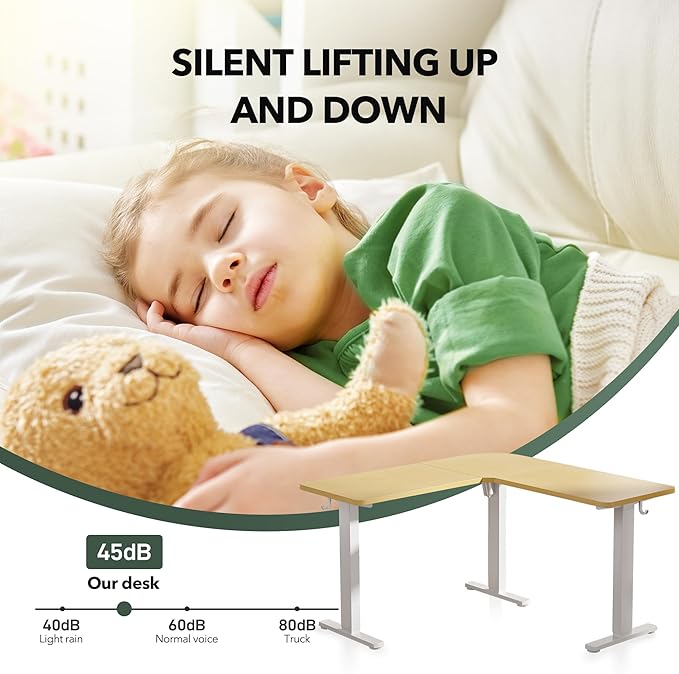 FEZIBO Standing Desk, Electric Stand up Height Adjustable Home Office Table, Sit Stand Desk, Nature Top - LeafyLoom