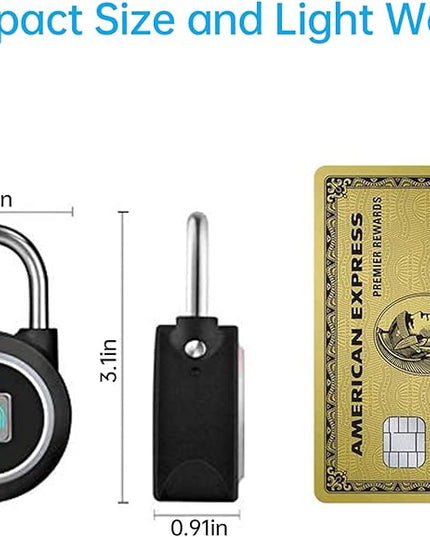 Fingerprint Padlock, Bluetooth Lock, Mobile APP, MEGAFEIS Smart Padlock with Keyless Biometric, Water Resistant, Suitable for Gym, Sports, Bike, School, Fence and Storage(Black) MEGAFEIS