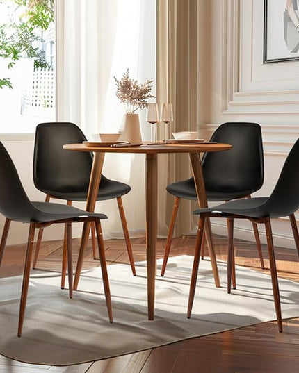 CangLong Modern Dining Chairs Set of 4 with Plastic Cushion Metal Legs Side Chairs for Kitchen,Living Room,Black - LeafyLoom