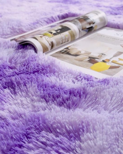 AROGAN Soft Rainbow Area Rugs for Girls Room 2x6 Feet, Fluffy Girls Bedroom Rugs, Princess Rug, Cute Colorful Carpet for Kids Teens Nursery Toddler （Purple） - LeafyLoom