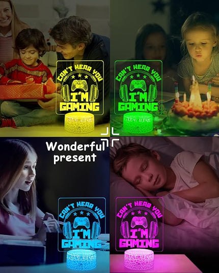 Can't Hear You I'm Gaming Night Light 16 Colors Changing with Remote&Touch Models Bedside Room Video Games Decor 3D Illusion Lamp as Men Gamers Teenagers and Kids Chritmas Birthday Gifts - LeafyLoom