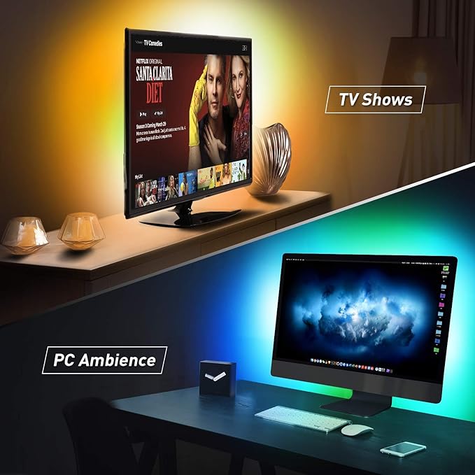 Nexillumi LED Lights for TV, 6.56ft TV LED Backlight for 24-31 Inch, RGB LED Strip Lights Behind TV, APP Remote Control Music Sync TV Led Lights for Bedroom Nexillumi