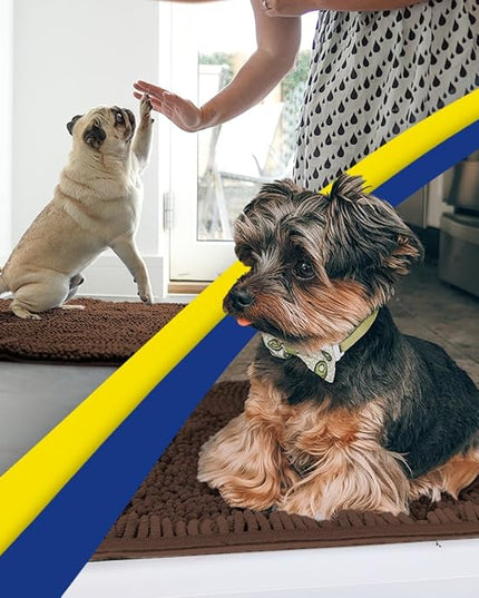 Muddy Mat® Shown on TV – Super Absorbent Microfiber Dog Door Mat for Muddy Paws, Non-Slip Washable Pet Rug, Quick Dry Chenille Entryway Carpet, Machine Washable Indoor Outdoor mat, Brown 35"x24" MuddyMat