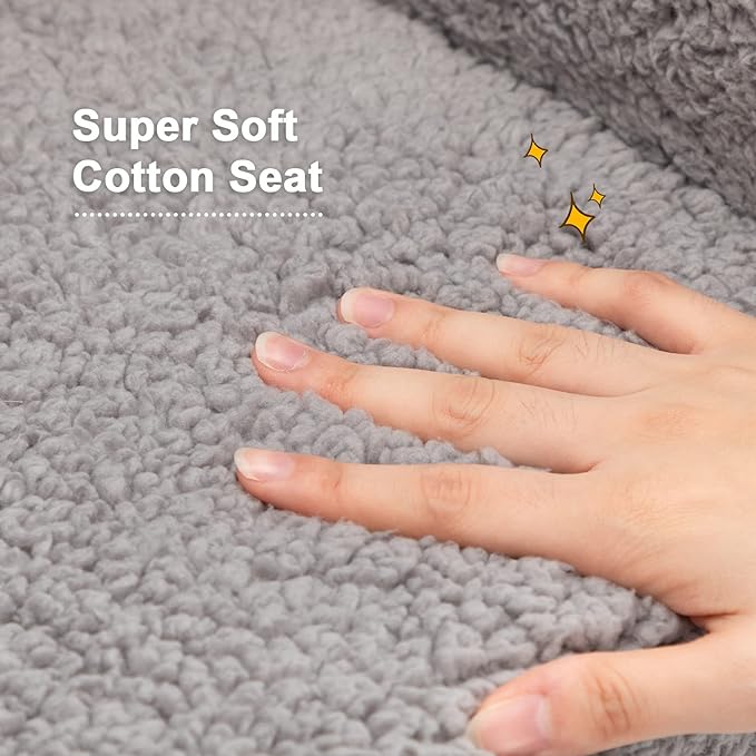 ALIMORDEN Kids Ultra-Soft Snuggle Foam Filled Chair, Toddler Cuddly Sherpa Reading Couch for Boys and Girls, Grey - LeafyLoom