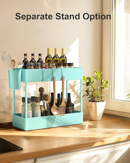 Pipishell Slim Storage Cart with Wheels, 4 Tier Bathroom Storage Organizer Rolling Utility Cart for Bathroom Kitchen Laundry Room Office Narrow Place (Turquoise) - LeafyLoom
