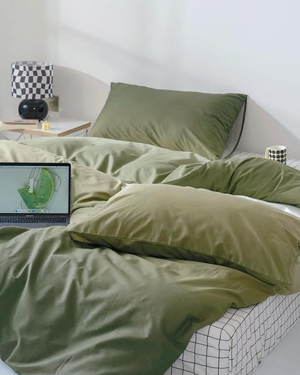 Gradient Green Comforter Set Ombre White Green Bedding Set Cal King Women Aesthetic Comforter 3 PCs Green Color Bed Comforter Set California King Gradient White and Green Comforter Set - LeafyLoom