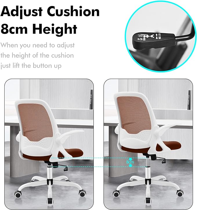 KERDOM Office Chair, Ergonomic Desk Chair, Breathable Mesh Computer Chair, Comfy Swivel Task Chair with Flip-up Armrests and Adjustable Height - LeafyLoom