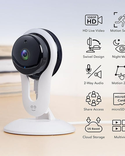 Geeni Smart Wi-Fi Security Camera with Night Vision: 1080p HD Indoor Surveillance, Motion Detection, Two-Way Audio & Alexa Compatible Geeni