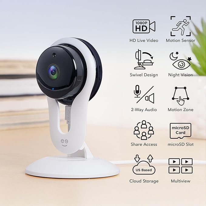 Geeni Smart Wi-Fi Security Camera with Night Vision: 1080p HD Indoor Surveillance, Motion Detection, Two-Way Audio & Alexa Compatible Geeni