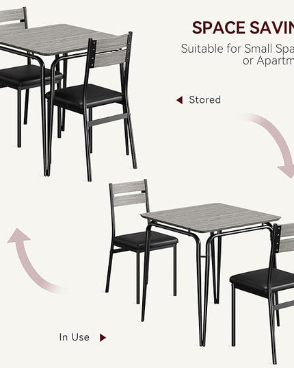Dining Table for 2, Small Table and Chairs Set of 2, Square Dinette Set for 2, Dinner Table Set, 3 Piece Kitchen & Dining Room Sets for Small Space, Apartment (Gray, Dining Table with 2 Chairs) - LeafyLoom