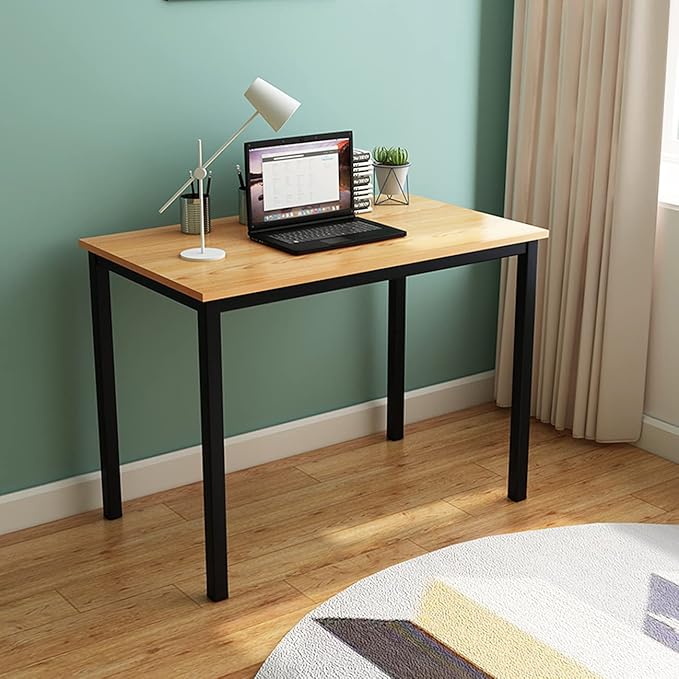 SogesGame Small Computer Desk, 39.4 inches Small Office Desk Computer Table Study Writing Desk Workstation for Home Office,Teak Black - LeafyLoom