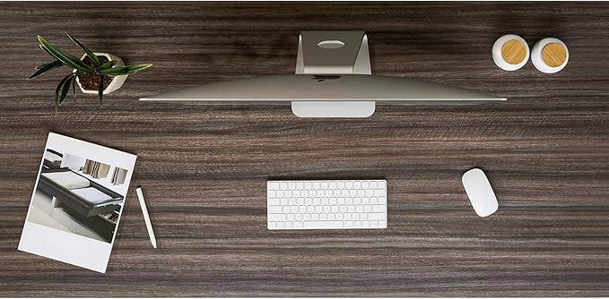 Kaboon Universal Tabletop 59.1"x23.62", Solid One-Piece Melamine Table Top, Double Desk L-Desk DIY, Home and Office Countertop,Eucalyptus/Dark Walnut - LeafyLoom