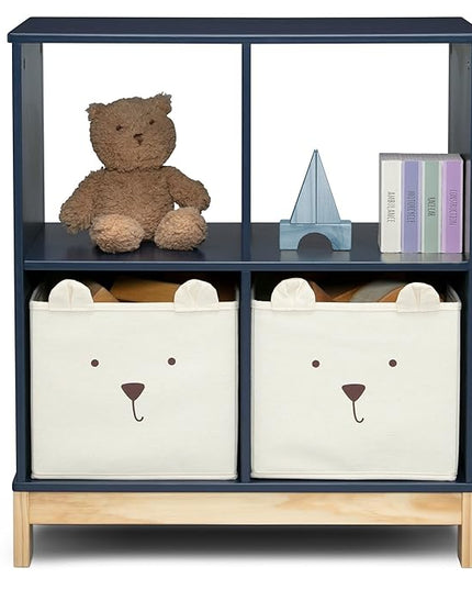 Delta Children babyGap Graham 4-in-1 Convertible Crib with Storage Drawer + Brannan Bear Bookcase with Bins + Brannan Bear Wall Shelf with 4 Hooks, Navy/Light Blue (Bundle) - LeafyLoom