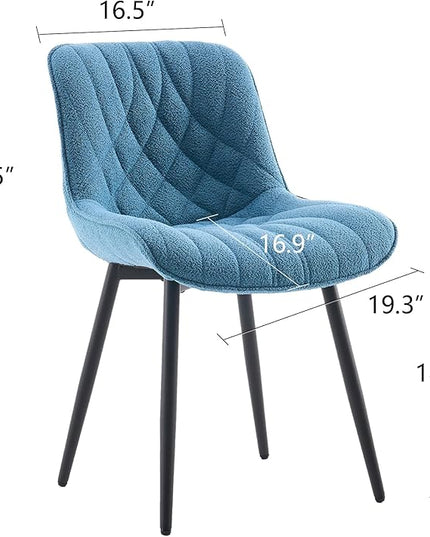 Velvet Dining Chairs Set of 2, Elegant Dining Room Chairs Curved Backrest, Modern Upholstered Dining Table Chair, Armless Bedroom Chairs for Kitchen Living Room Dining Room, Lake Blue - LeafyLoom