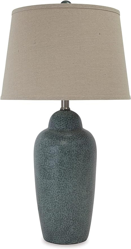 Signature Design by Ashley Saher Contemporary 30" Glazed Ceramic Table Lamp, Dark Green - LeafyLoom