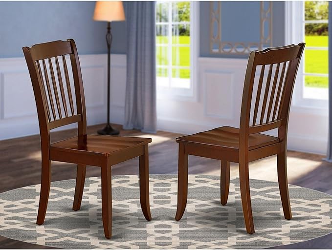 East West Furniture DAC-MAH-W Danbury Dining Room Chairs - Slat Back Solid Wood Seat Chairs, Set of 2, Mahogany - LeafyLoom