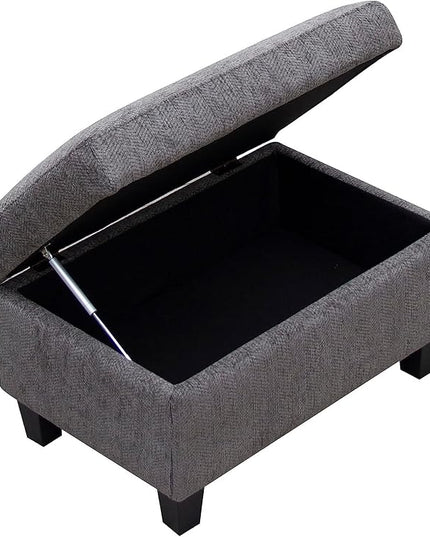 L-Shape Modular Sectional Sofa Chaise Cup Holders and Storage Ottoman, 4-Seater Upholstered Corner Couch for Apartment, Home Living Room Furniture Sets, Light Grey - LeafyLoom