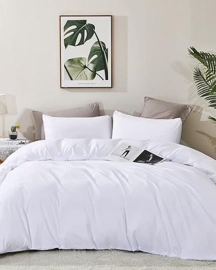 White Comforter Full Size Soft White Bedding Set 3 Pieces White Comforter Set 1 Full Comforter (80x90 inches) with 2 Pillowcases (20x26 inches) Durable White Full Size Comorter Set - LeafyLoom