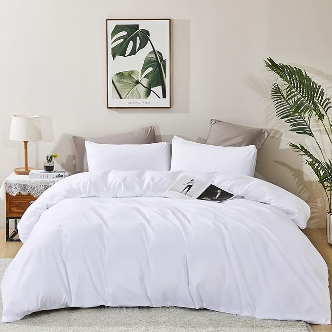 White Comforter Full Size Soft White Bedding Set 3 Pieces White Comforter Set 1 Full Comforter (80x90 inches) with 2 Pillowcases (20x26 inches) Durable White Full Size Comorter Set - LeafyLoom