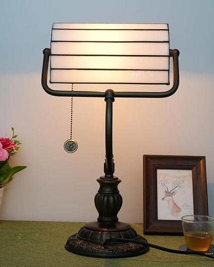 Bankers Lamp,Stained Glass Lamp,Dimmable Vintage Desk Lamp for Home Office Workplace Nightstand Bedroom Library Piano LED Bulb Included (roses) - LeafyLoom