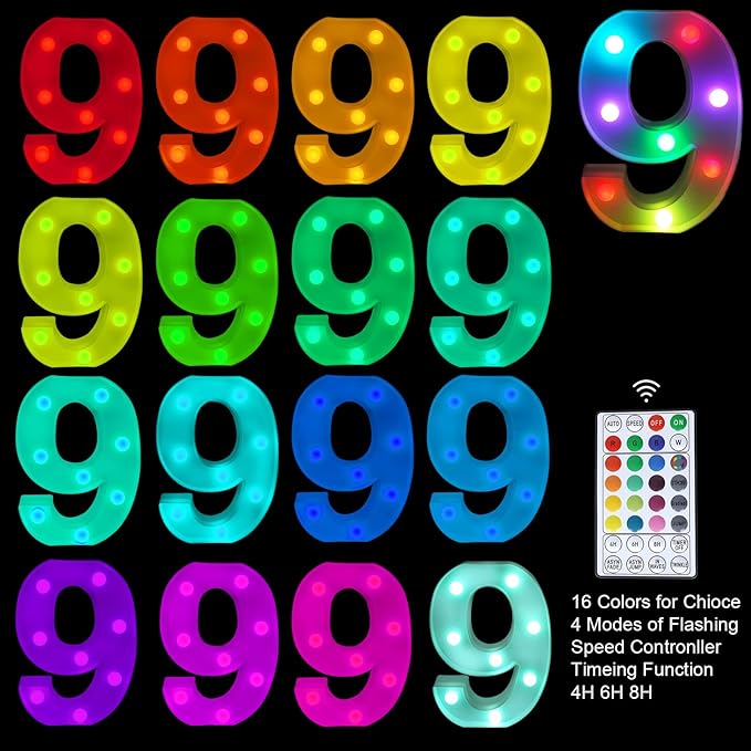 Letter LED Lights, 16 Colors Changing LED Marquee Letter Lights, Dimmable Night Lights for Wedding, Birthday, Holiday, Party, Bar, Christmas Decoration,Dorm Room Decor-Multicolor 9 - LeafyLoom
