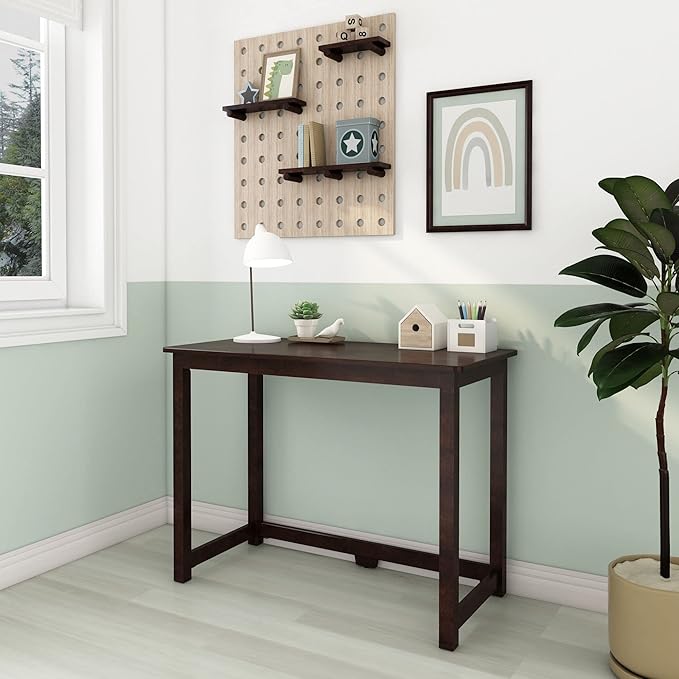 Max & Lily Solid Wood Desk, 40 Inches, Espresso - LeafyLoom
