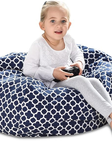 YuppieLife Kids Storage Bean Bag Cover（No Filling）Toy Organizer|Carrying Handle Sofa|Available for Kids and Teenager|Cuddle Chair|Machine Washable and Durable（27“,Leaf Clover） - LeafyLoom