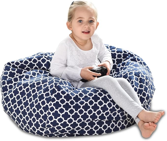 YuppieLife Kids Storage Bean Bag Cover（No Filling）Toy Organizer|Carrying Handle Sofa|Available for Kids and Teenager|Cuddle Chair|Machine Washable and Durable（27“,Leaf Clover） - LeafyLoom