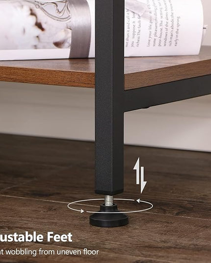 BEWISHOME 3 Tier Bookshelf, Rustic Small Book Shelf for Small Spaces, Brown Wooden Shelves for Bedroom Living Room and Home Office, 13.58" D x 24.21" W x 37" H, JCJ32Z - LeafyLoom